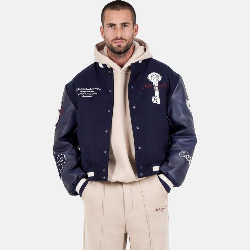 Bunda bomber Sixth June MAISON SJ Varsity Jacket tmavomodrá