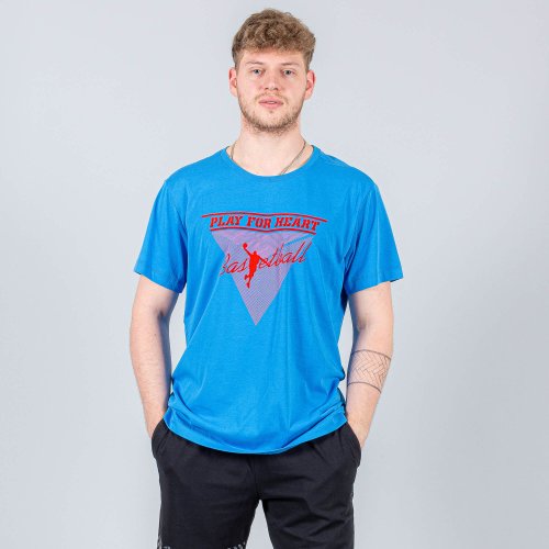 Peak Play For Heart Round Neck T-Shirt Bright Mid.Blue