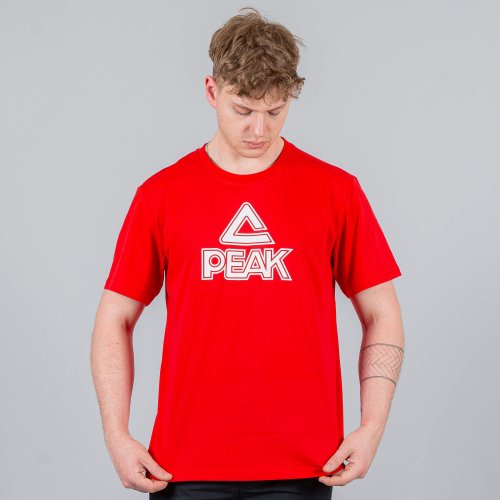 PEAK TEAM LINE ROUND NECK T-SHIRT RED/WHITE