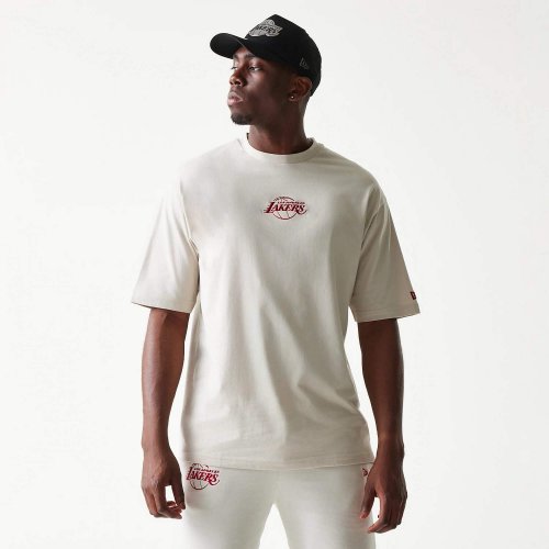 Tričko New Era Los Angeles Lakers NBA League Essential Cream Oversized T-Shirt krémovo-biele
