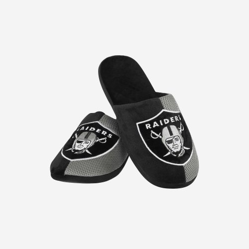 FOCO Las Vegas Raiders - NFL - Mens Team Stripe Slipper - Black/Grey