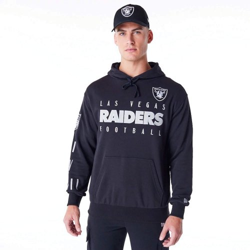 Mikina s kapucňou New Era NFL Las Vegas Raiders Patch Black Oversized Pullover Hoodie čierna