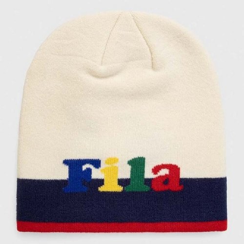Fila Bowie Back To School Colorful Logo Intarsia Beanie Antique White-Medieval Blue-True Red