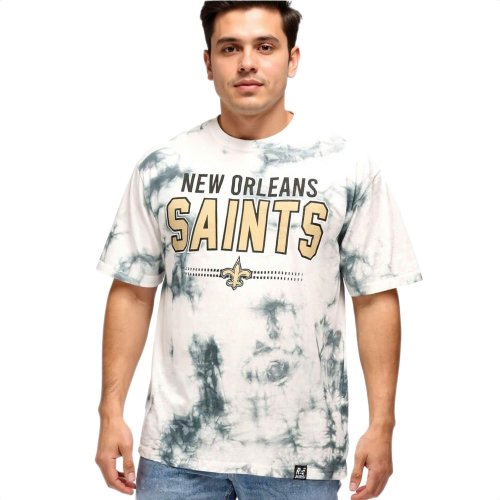 Tričko RE:COVERED x NFL New Orleans Saints Logo Lettering šedé