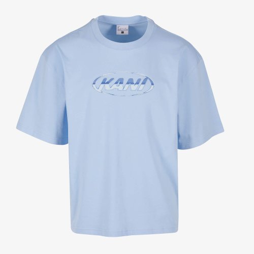 Karl Kani Woven Signature Chrome Logo Crop Tee light blue