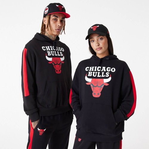 New Era NBA Chicago Bulls NBA Colour Block Black Pullover Hoodie Black
