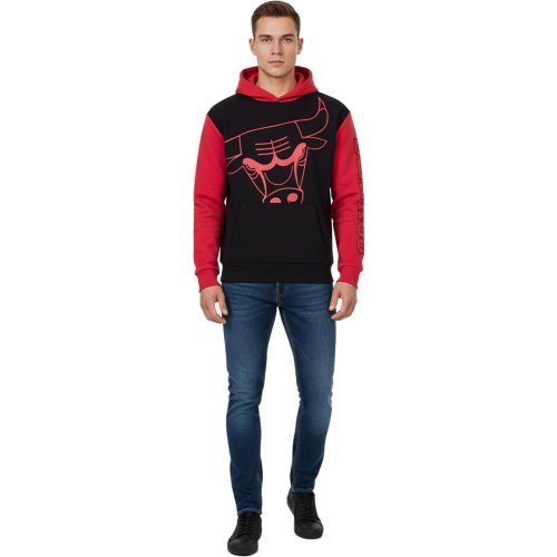 Pánska mikina s kapucňou Hollister x NBA Chicago Bulls Logo čierno-červená