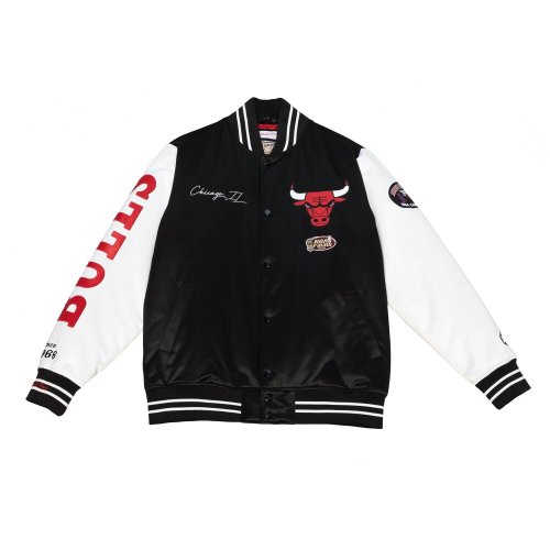 Mitchell & Ness Team Origins Varsity Satin Jacket Chicago Bulls Black / White