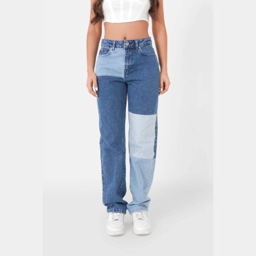 Sixth June Patchwork Three Colors Jeans Blue