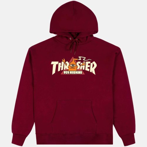 Mikina s kapucňou THRASHER THR x TOY MACHINE VORTEX HOODIE bordová