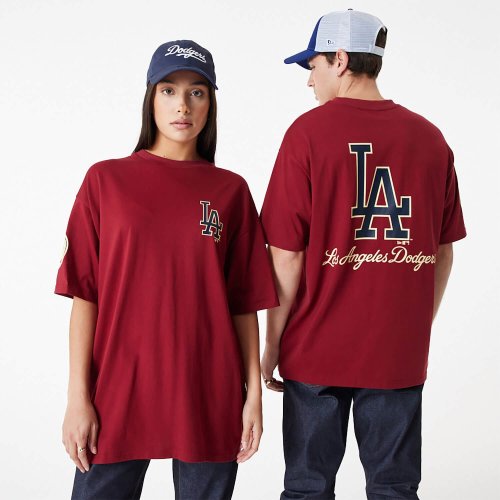 New Era MLB LA Dodgers MLB Large Logo Oversized Dark Red T-Shirt Red