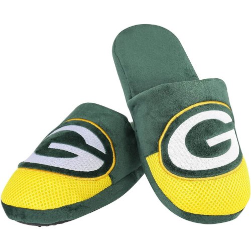 FOCO Green Bay Packers - NFL - Mens Team Stripe Slipper - Green/Yellow
