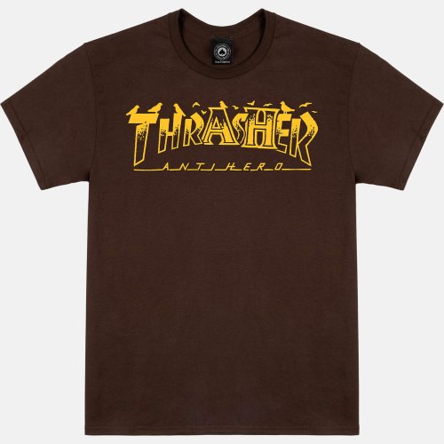 Thrasher X Antihero Pigeon Mag T-Shirt Dark Chocolate