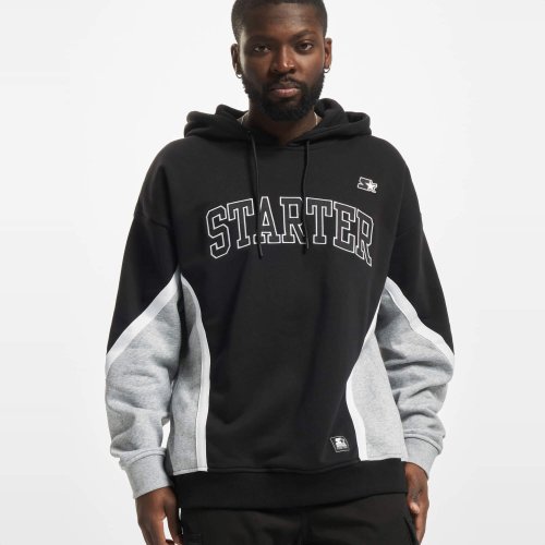 Mikina s kapucňou STARTER Varsity Logo čierno-sivá