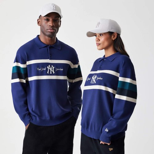 Sveter NEW ERA New York Yankees MLB Knit Navy Rugby Shirt tmavomodrý