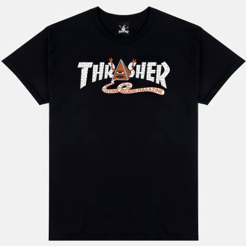 Tričko THRASHER THR x TOY MACHINE PYRAMID T-SHIRT čierne