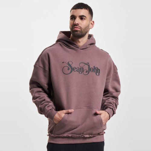 Mikina s kapucňou Sean John Distressed Logo hnedá