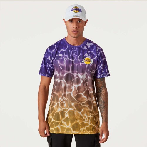 NEW ERA tričko NBA Team color wtr print tee LOS ANGELES LAKERS Purple/Yellow