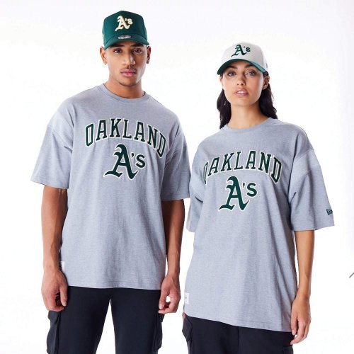 Tričko New Era MLB Oakland Athletics Rib Infill Grey Oversized T-Shirt šedé
