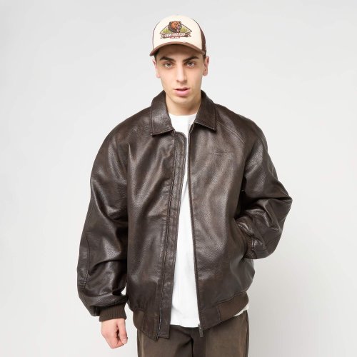Pánska bomber bunda Karl Kani Signature Pu Leather Bomber Jacket hnedá