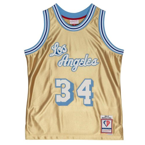 Mitchell & Ness 75th NBA Anniversary Gold Swingman Jersey LOS ANGELES LAKERS SHAQUILLE O’NEAL Gold