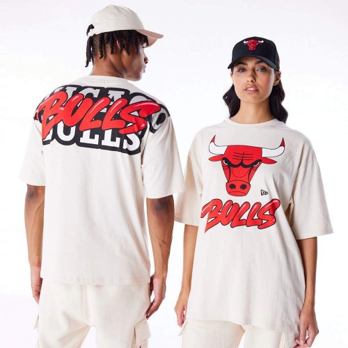 Tričko New Era NBA Chicago Bulls Wordmark Stone Oversized T-Shirt krémová biela